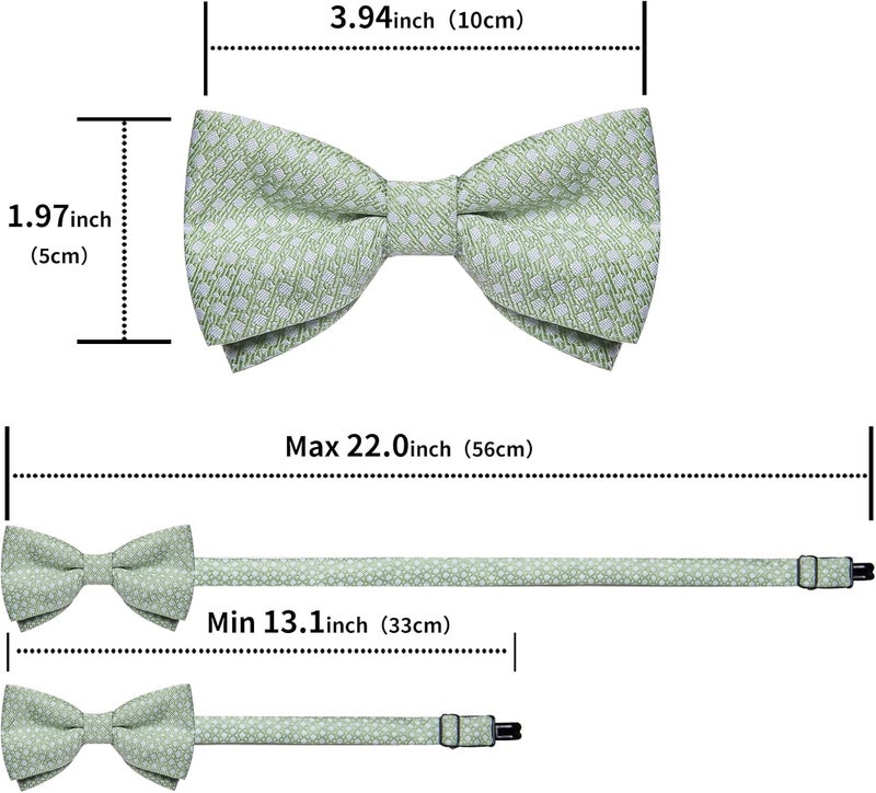 DiBanGu Boys Pre-tied Bow Tie,Silk Adjustable Bowtie and Pocket Square for Age 8-14 Kids Bowtie Wedding School Ceremony Party - Image 4